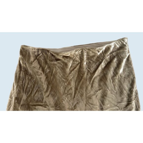 POLO Ralph Lauren Gold Tan Crushed Velvet Maxi Midi Skirt Size 8 - Picture 3 of 7